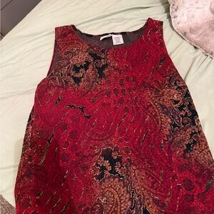 Vintage Red and Black Paisley Sleeveless Top